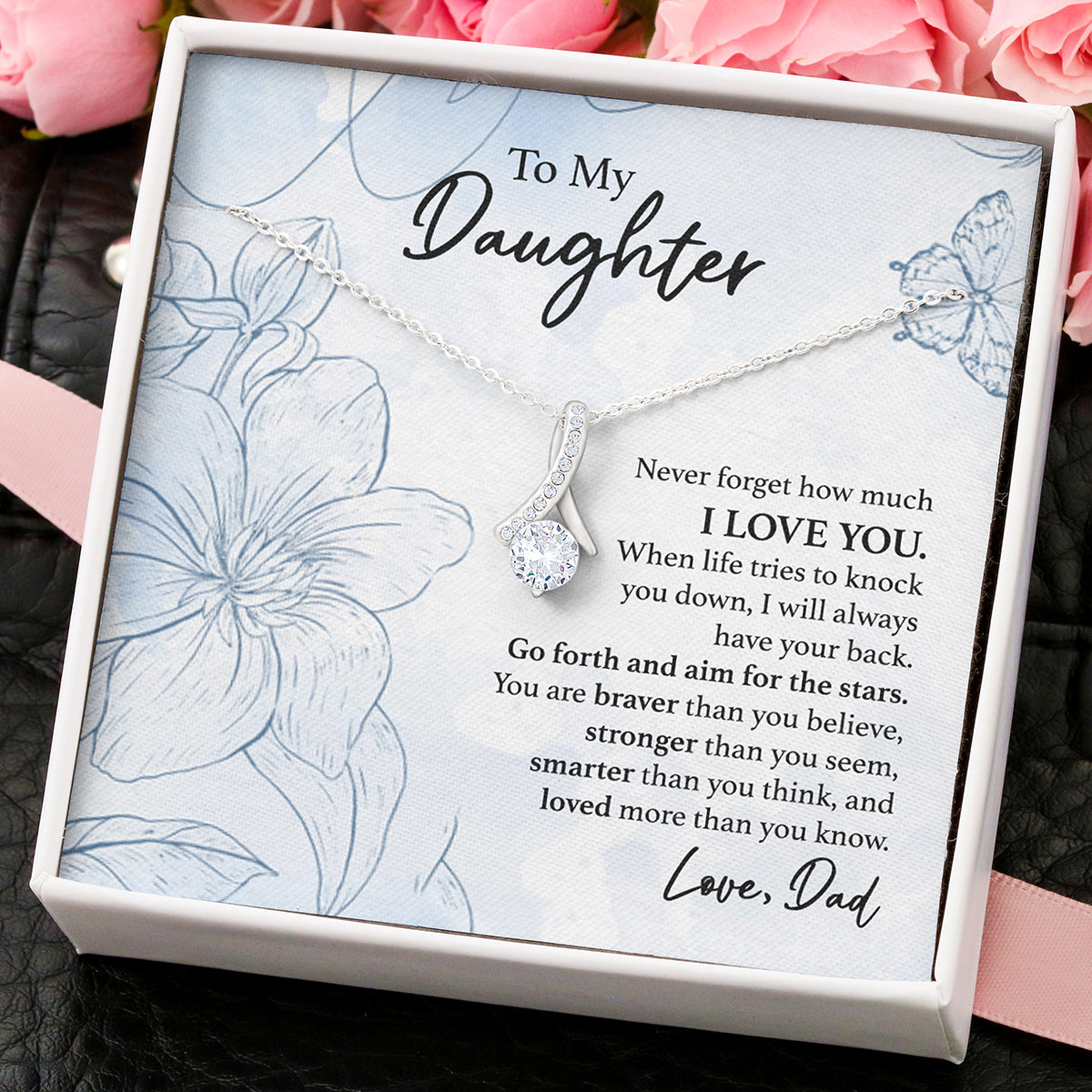 To My Daughter Necklace from Dad - Aim for the Stars