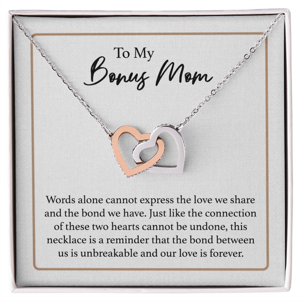 To My Bonus Mom - Our Love is Forever - Interlocking Hearts Necklace