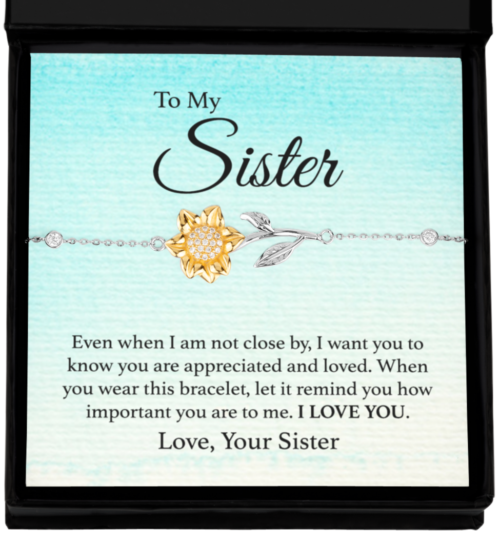 To My Sister Sunflower Bracelet Gift from Sister