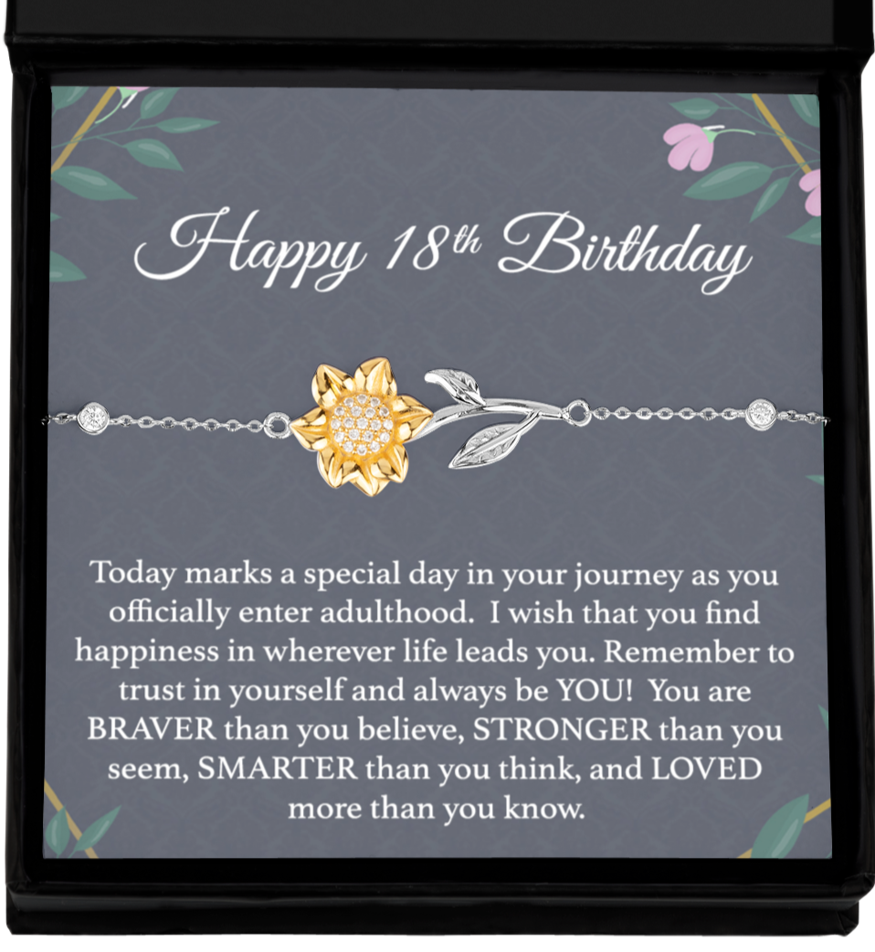 Happy 18th Birthday Sunflower Bracelet Gift