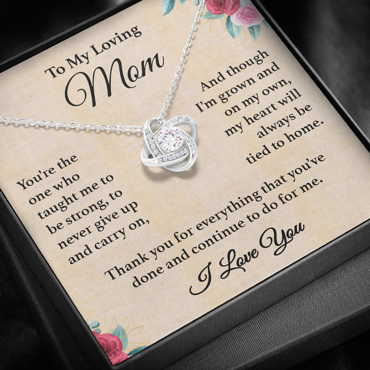 To My Loving Mom Necklace - My Heart Will Always be Tied to Home